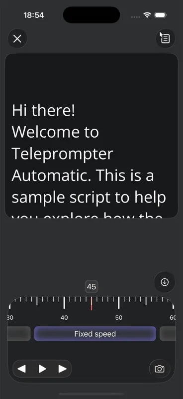 Экран чтения Teleprompter Automatic с фиксированной скоростью и кнопками воспроизведения