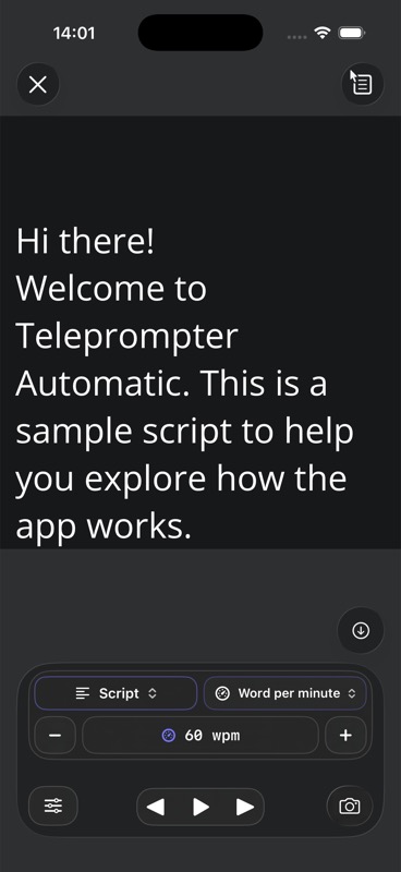 Current Teleprompter Automatic reader on iPhone